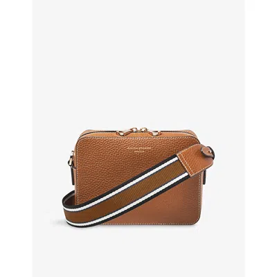 Aspinal Of London Womens Tan Camera Grained Leather Crossbody Bag In Brown