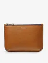 Aspinal Of London Mens Tan Ella Medium Logo-print Grained-leather Pouch In Tan