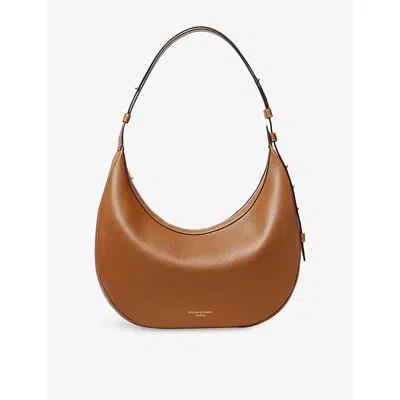 Aspinal Of London Womens Tan Hudson Crescent Leather Cross-body Bag In Brown