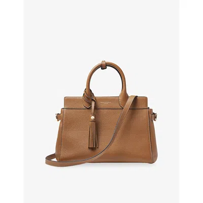 Aspinal Of London Womens Tan Savannah Leather Tote Bag In Red