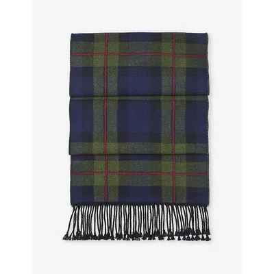 Aspinal Of London Womens  Tartan-pattern Merino-wool Scarf