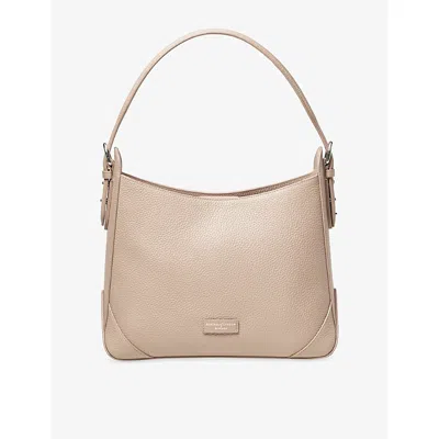 Aspinal Of London Womens Taupe Branded Leather Shoulder Bag In Brown