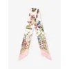 Aspinal Of London Womens Edwardian Garden Silk Twill Scarf Taupe In Taupe