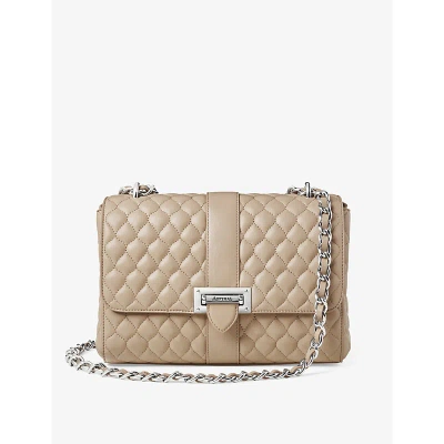 Aspinal Of London Womens Taupe Lottie Branded-hardware Quilted Leather Shoulder Bag