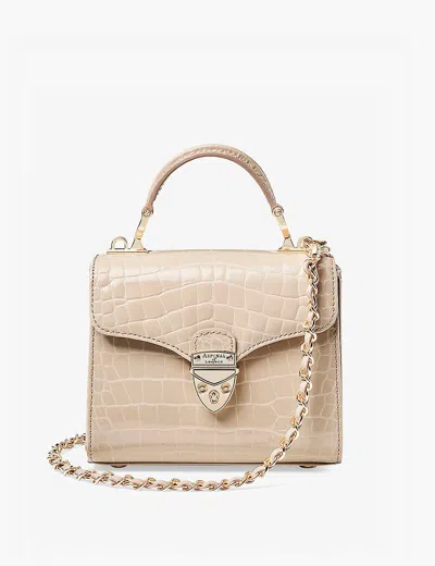 Aspinal Of London Womens Buttermilk Mayfair Patent-leather Top-handle Bag In Neutral