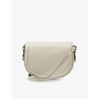 Aspinal Of London Womens Warm Grey Stella Branded Leather Satchel