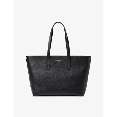 Aspinal Of London Womens Black Zipped East West Leather Tote Bag In Black