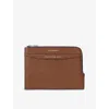 Aspinal Of London Womens Tobacco Zipped Grained Leather Travel Wallet