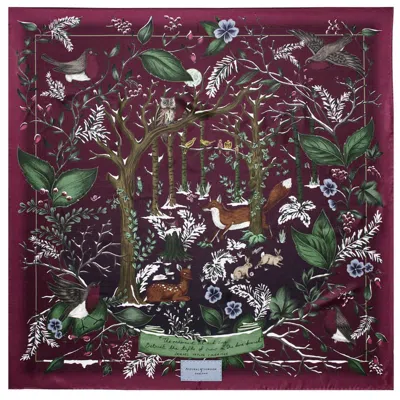 Aspinal Of London Woodland Silk Scarf In Red