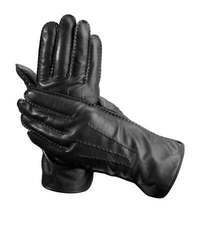 ASPINAL OF LONDON WOOL-CASHMERE LINED LEATHER GLOVES 