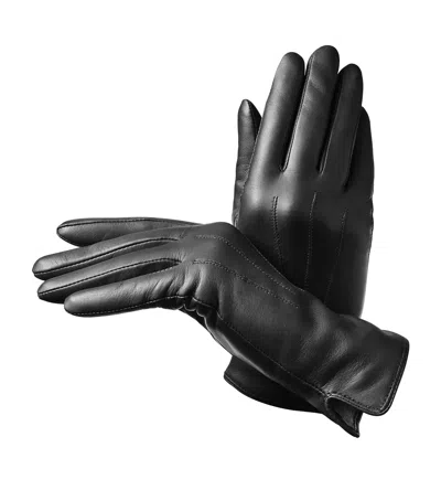 Aspinal Of London Wool-cashmere Lined Leather Gloves In Black