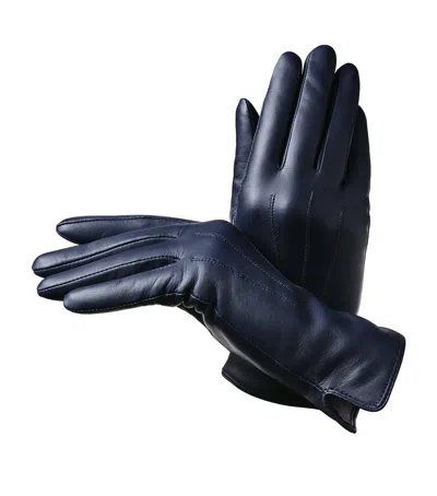 Aspinal Of London Wool-cashmere Lined Leather Gloves In Navy