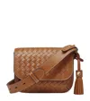 Aspinal Of London Womens Tan Ella Interlock-weave Leather Crossbody Bag In Brown