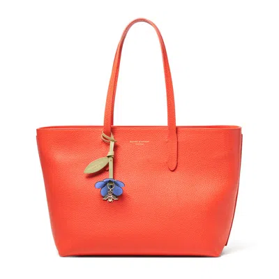 Aspinal Of London Zipped East West Tote Bag With Charm In Orange