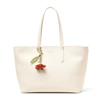 Aspinal Of London Zipped East West Tote Bag With Charm In White