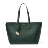 Aspinal Of London Zipped East West Tote With Charm In Green