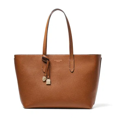 Aspinal Of London Zipped East West Tote With Charm In Tan Pebble In Brown