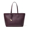 Aspinal Of London Zipped East West Tote With Charm In Purple