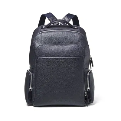 Aspinal Of London Zipped Leather Backpack In Blue