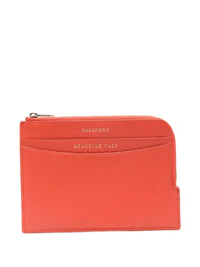 Aspinal Of London Zipped Pebble Leather Wallet In Red