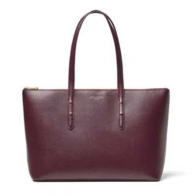 Aspinal Of London Zipped Regent Tote In Burgundy
