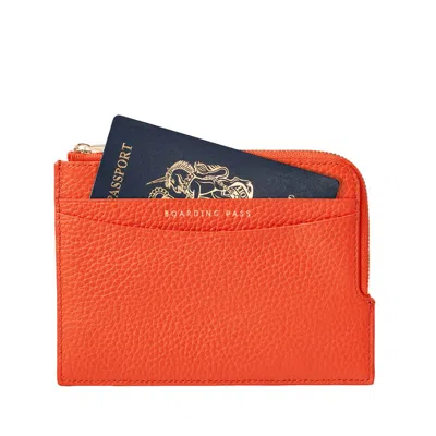 Aspinal Of London Zipped Travel Wallet In Orange