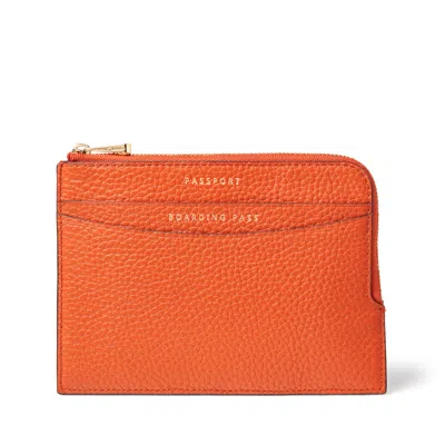 Aspinal Of London Zipped Travel Wallet In Orange