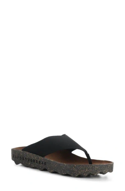 Asportuguesas By Fly London Cami Platform Flip Flop In Black Eco Faux Suede