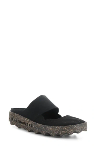 Asportuguesas By Fly London Cana Slide Sandal In Black Eco Faux Suede