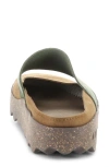 Asportuguesas By Fly London Cana Slide Sandal In Cognac/dark Green
