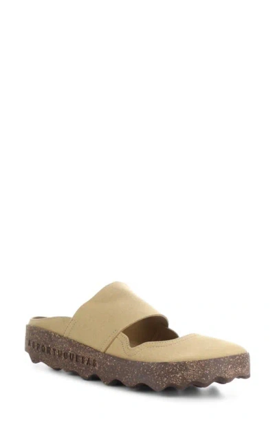 Asportuguesas By Fly London Cana Slide Sandal In Tan Eco Faux Suede