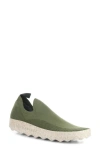 Asportuguesas By Fly London Clip Slip-on Sneaker In Olive Recycled Knit