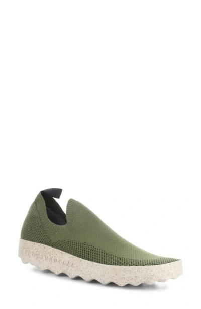 Asportuguesas By Fly London Clip Slip-on Trainer In Olive Recycled Knit