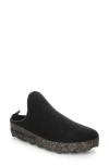 Asportuguesas By Fly London Come Sneaker Mule In Black Tweed/felt