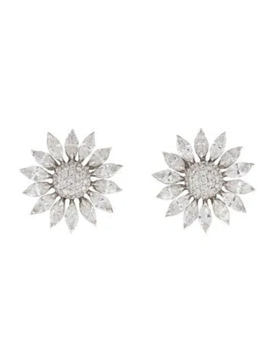 Pre-owned Asprey 18k 3.69ctw Diamond Daisy Heritage Flower Earclip Earrings In Multi