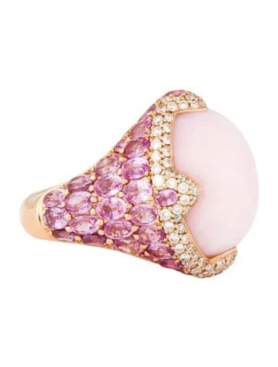 Pre-owned Asprey 18k Opal, Sapphire, & Diamond Cocktail Ring In Multi