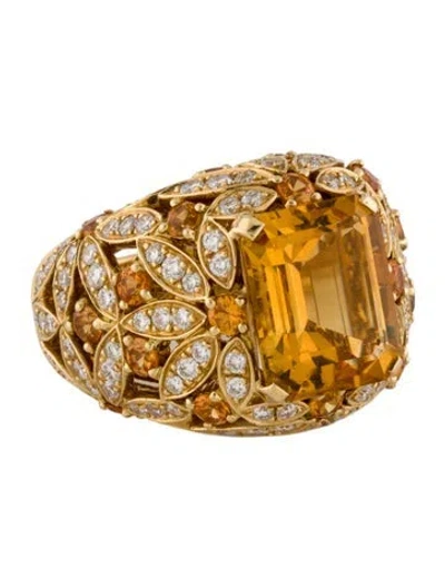 Pre-owned Asprey 18k Sapphire, Citrine & Diamond Cocktail Ring In Multi