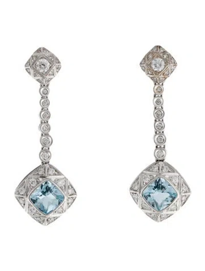 Pre-owned Asprey 18k Topaz & Diamond Drop Earrings In Multi