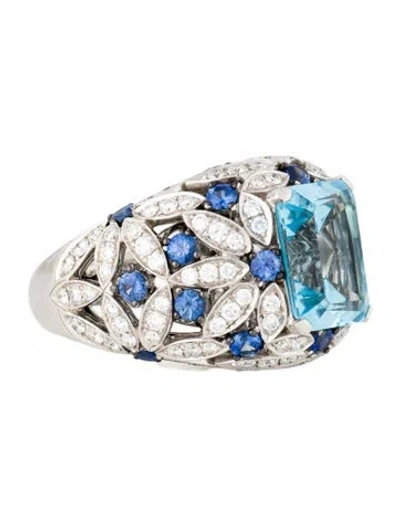 Pre-owned Asprey 18k Topaz, Sapphire & Diamond Cocktail Ring In Multi