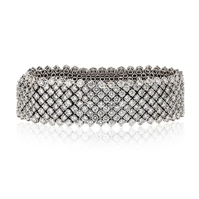 Pre-owned Asprey 27 Carat 18 Karat White Gold Flexible Round Cut Diamond Bracelet