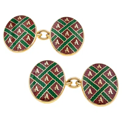 Pre-owned Asprey A Pair Of Vintage  Enamel Cufflinks In Multiple