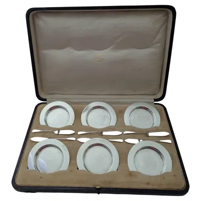 Pre-owned Asprey & Garrard Limited Asprey & Co. - Set Six Sterling Silver Butter Dishes And Knives - 1909