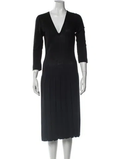 Pre-owned Asprey Cashmere Midi Length Dress In Black