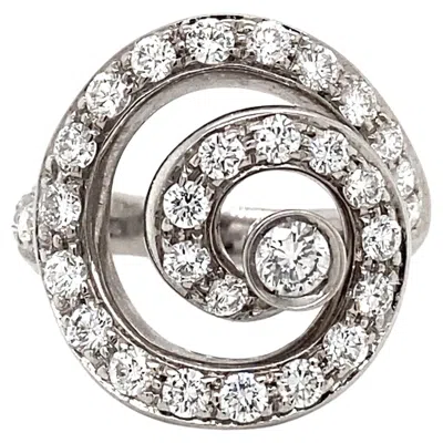 Pre-owned Asprey Diamond And 18 Carat White Gold Open Work Swirl Cocktail Ring