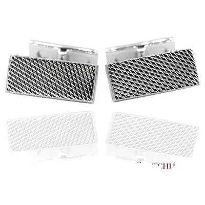 Pre-owned Asprey London 18k 750 Solid White Gold Classic Rectangular Crosshatch Cufflinks