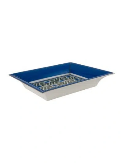 Pre-owned Asprey Porcelain Maze Tray In Blue