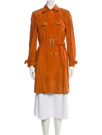 Pre-owned Asprey Suede Trench Coat In Orange