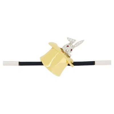 Pre-owned Asprey Vintage  Rabbit In A Hat Brooch, C.1980s In Multi