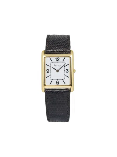 Pre-owned Asprey Vintage Gold Tank 25mm In Black