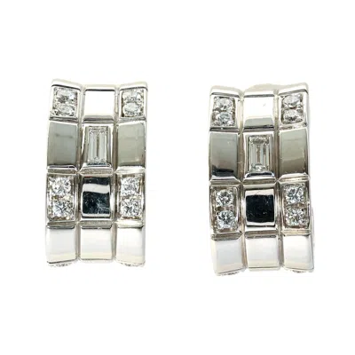 Pre-owned Asprey White Gold And Diamond Half Hoop Earrings